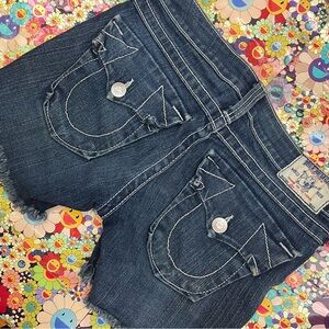 True Religion Dark Blue Denim Shorts